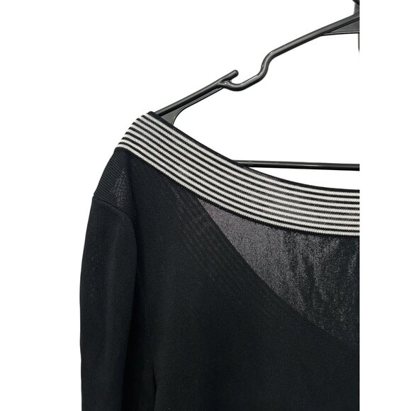 Plein Air Womens Black and Gray Striped Open Back Lightweight Sweater SZ Extra L - Picture 4 of 9